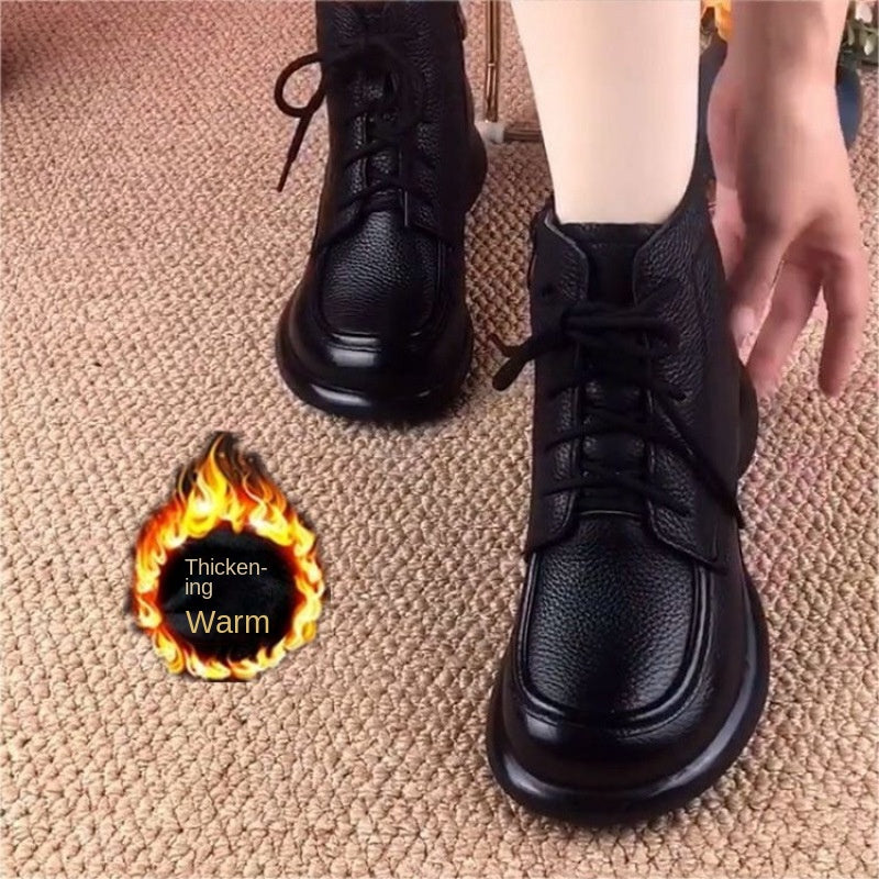 【2024 Nou】Cizme Martin scurte retro cu vârf rotund din catifea piele moale