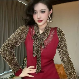 【2024 Nou】Pulover lung tricotat cu imprimeu leopard