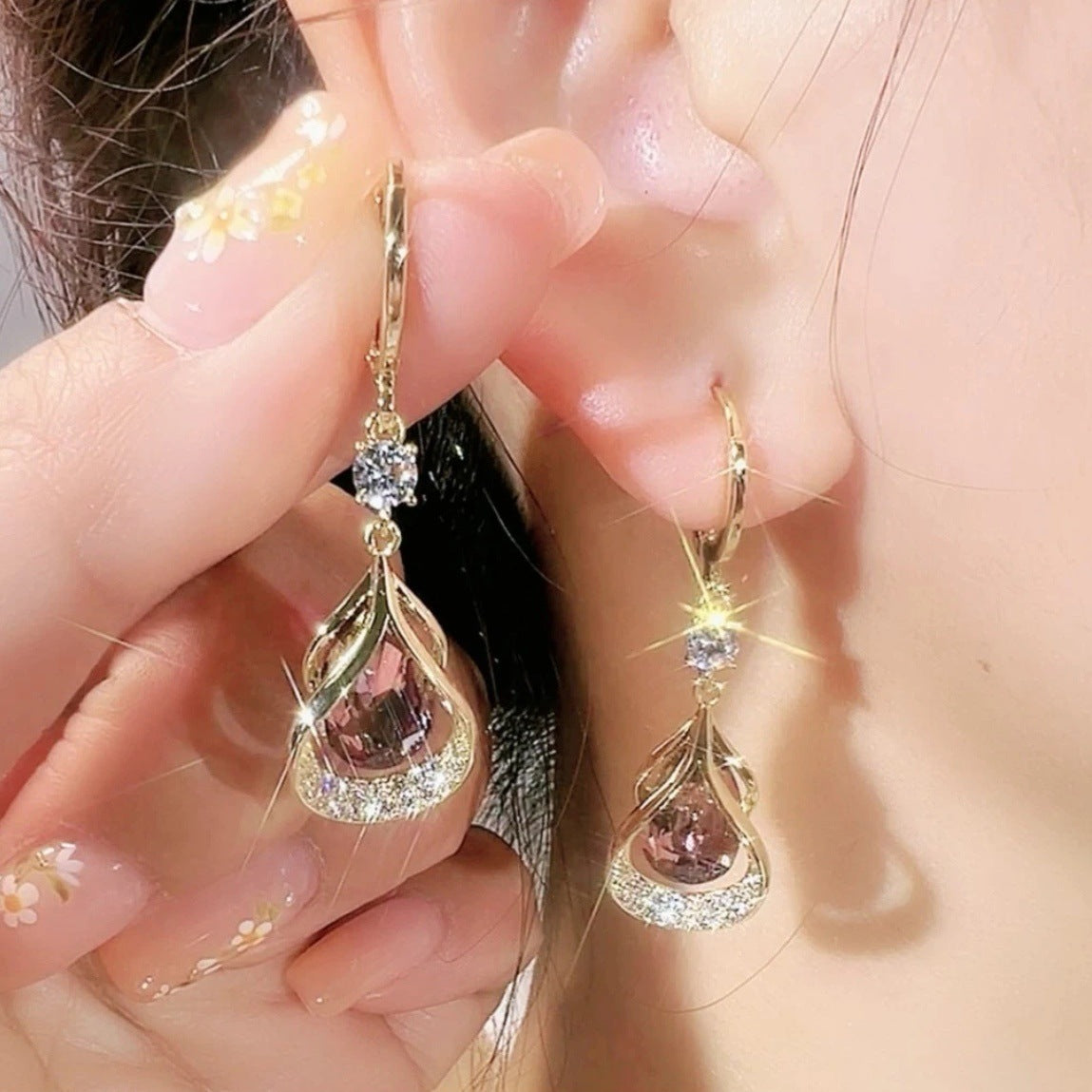 【2025 New】Cercei cu diamante din aur galben de 14k