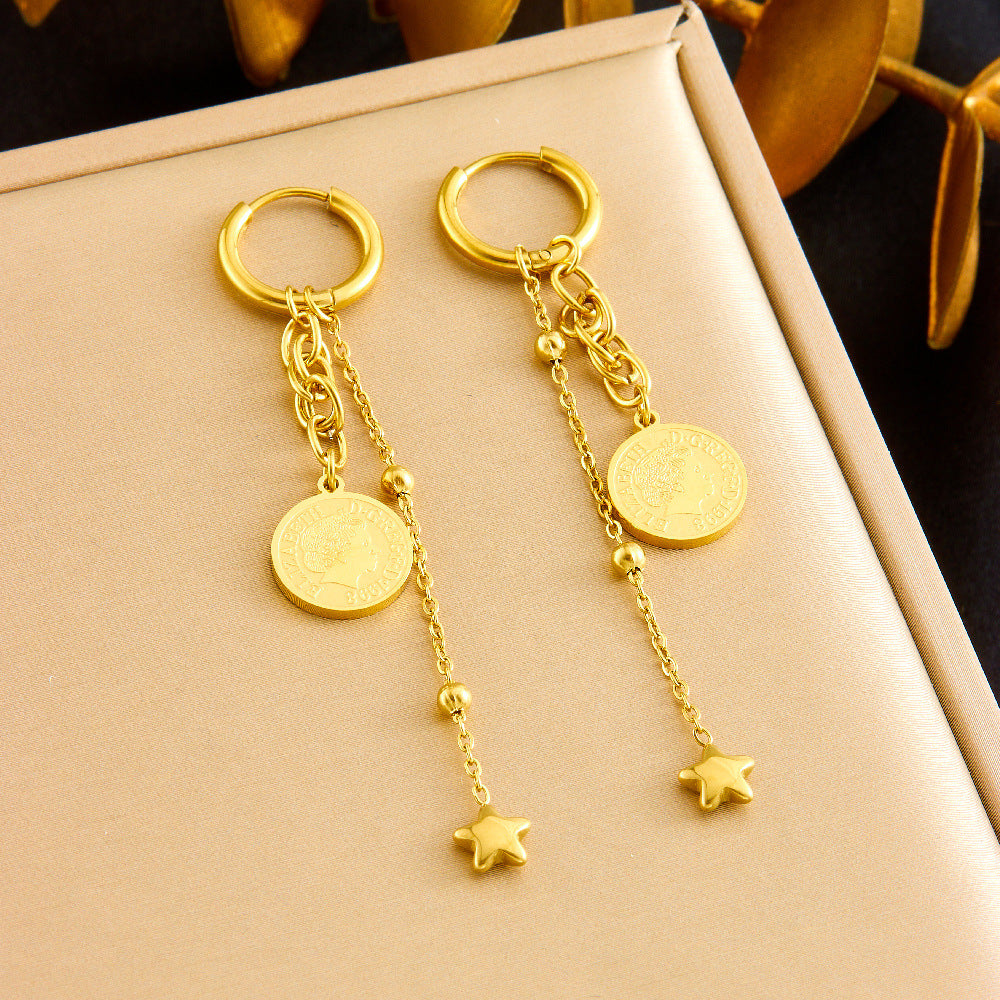 【2025 New】Cercei cu stea rotundă placată cu aur