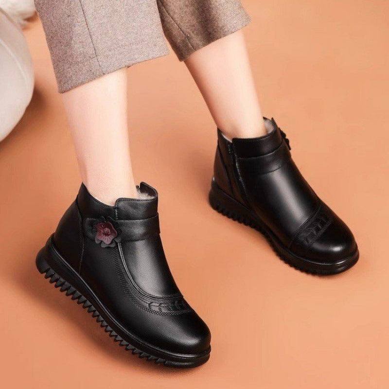 【2024 Nou】Cizme confortabile, antiderapante, brodate, din catifea, calduroase de dama