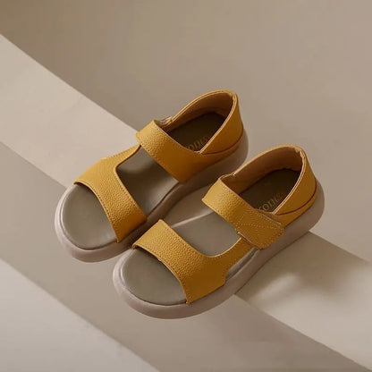 2024 sandale retro de vară cu un singur picior din piele moale, cu talpă moale